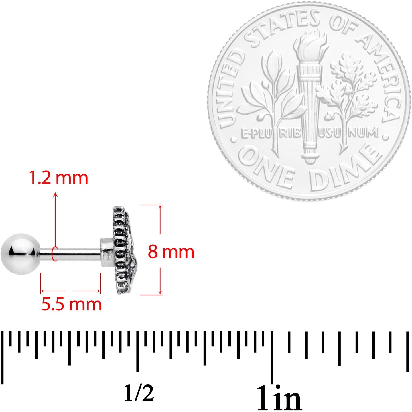 16G 1/4 Celestial Embrace Cartilage Tragus Earring
