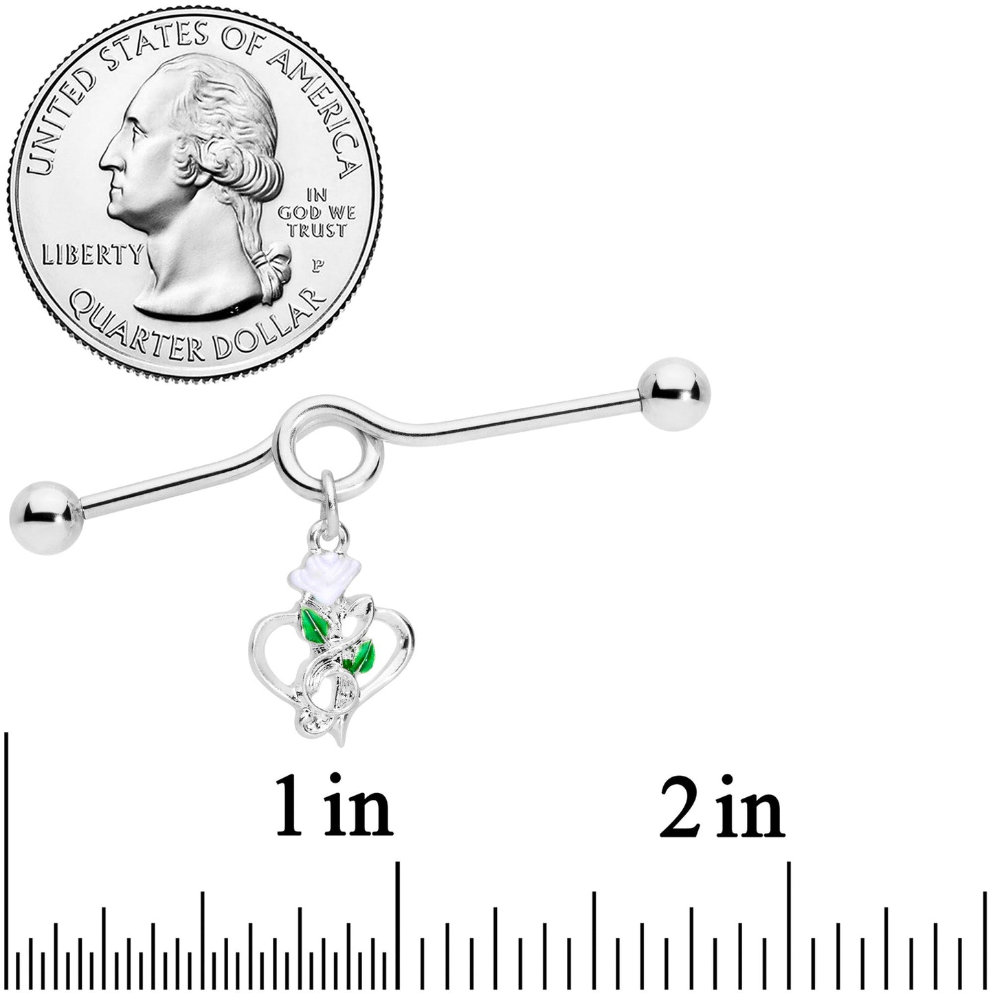 14G Heart Music Valentine Dangle Project Barbell 38mm