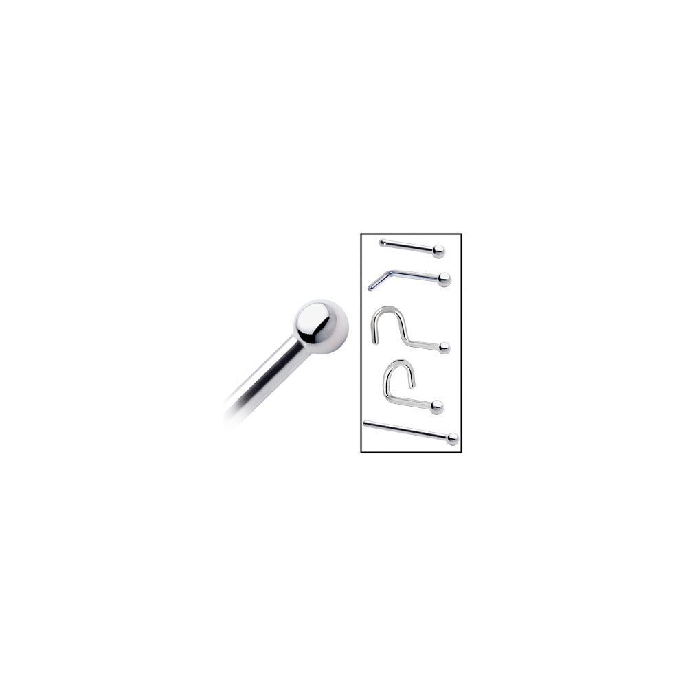 Platinum 1.5mm Ball Nose Ring