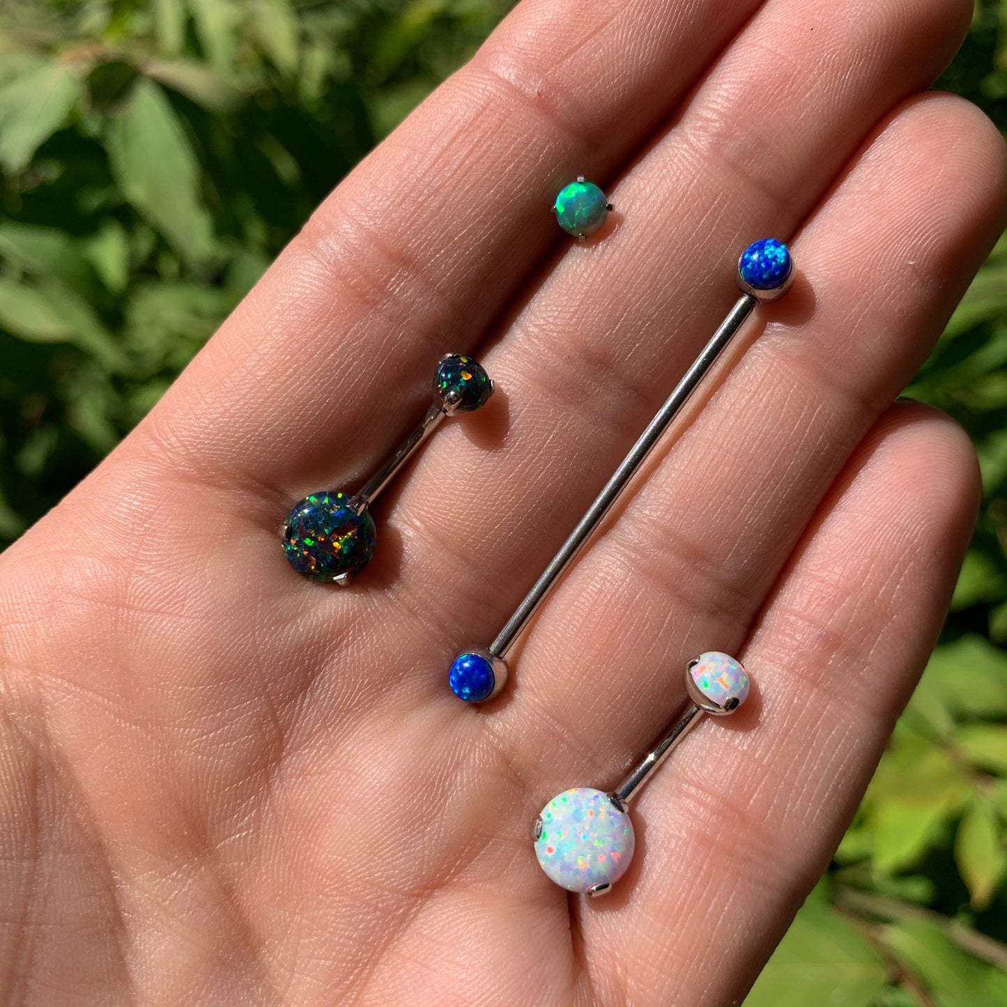 Double Black Synthetic Opal Internally Threaded Belly Ring 7/16
