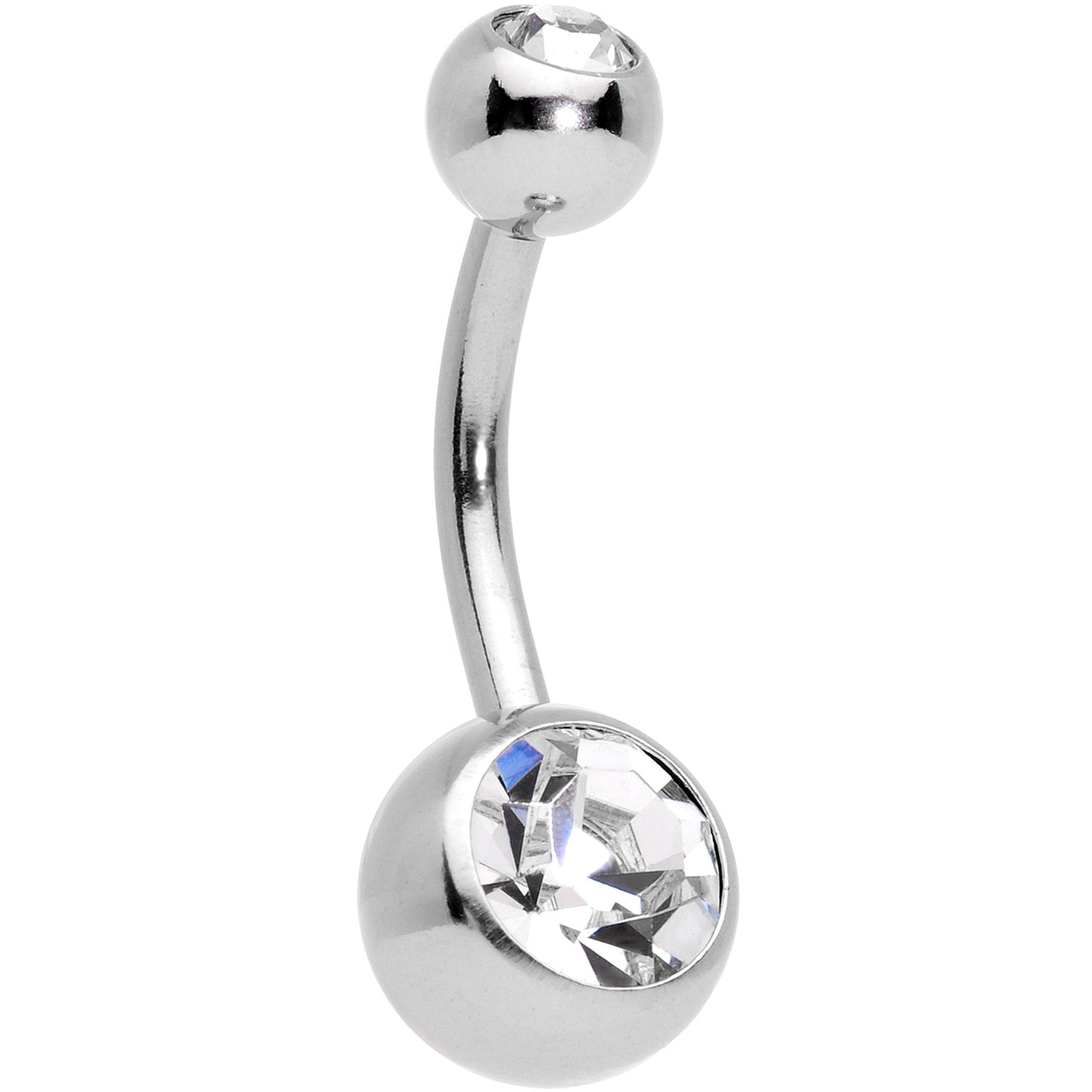 Clear Gem Blue Faux Druzy Rose Gold Tone Crescent Moon Belly Ring Set