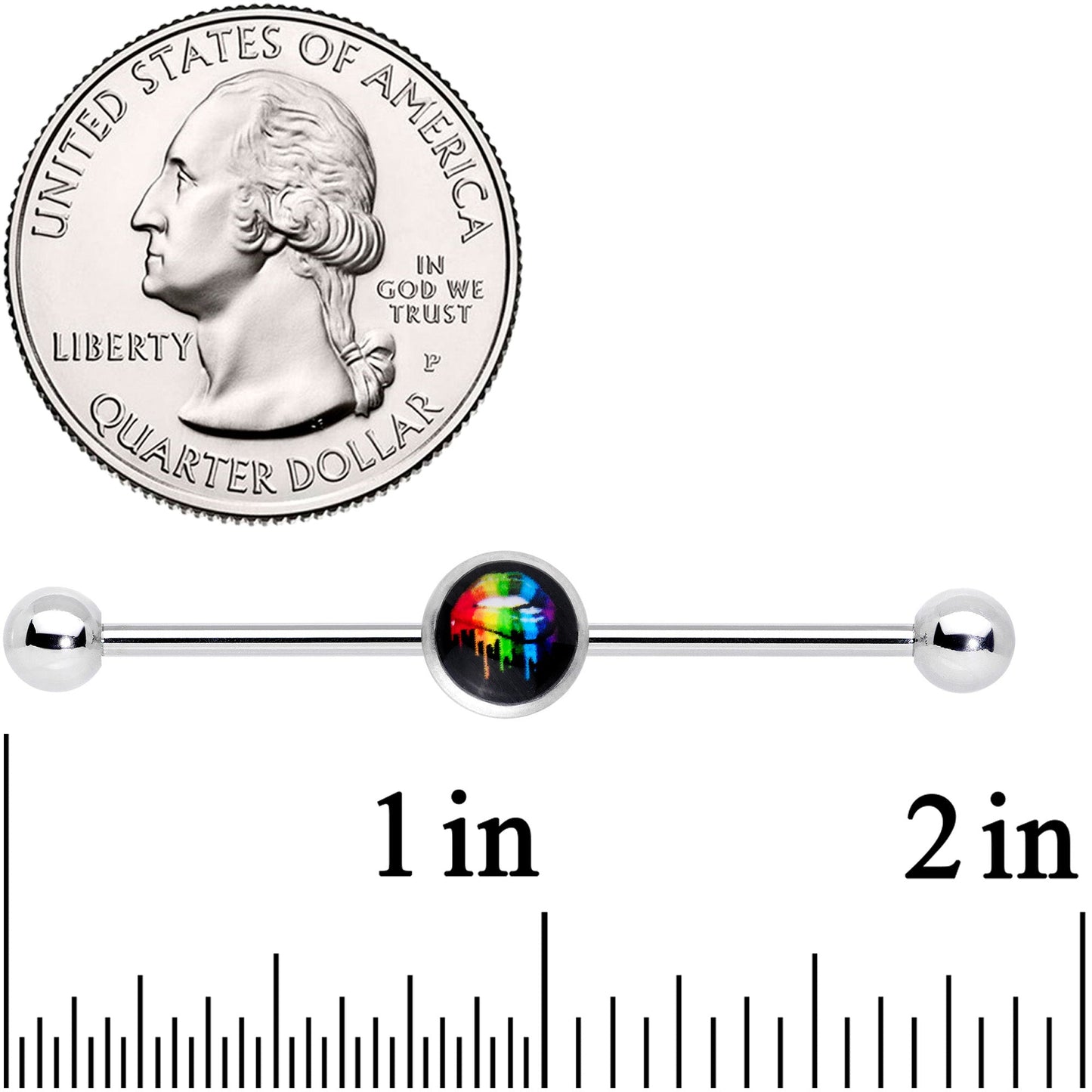 14G Black Rainbow Lips Industiral Barbell 38mm