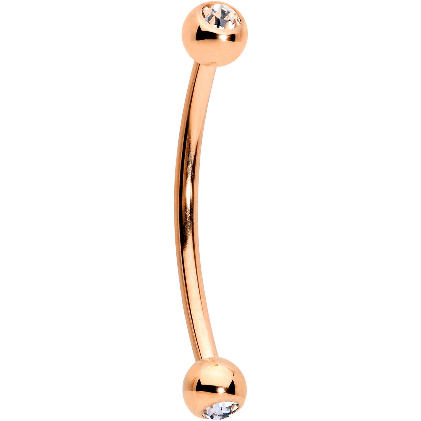 16G 9/16 Clear Gem Ball End Rose Gold Tone Curved Barbell