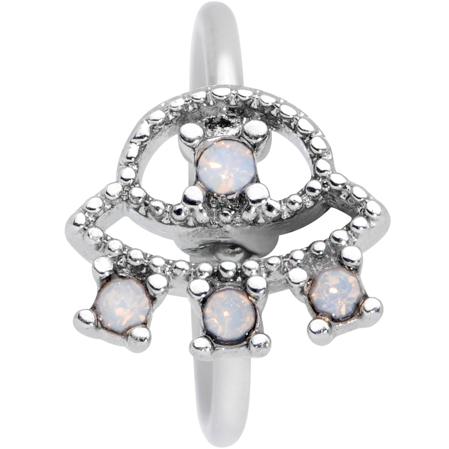 20G 5/16 White Faux Opal UFO Nose Hoop