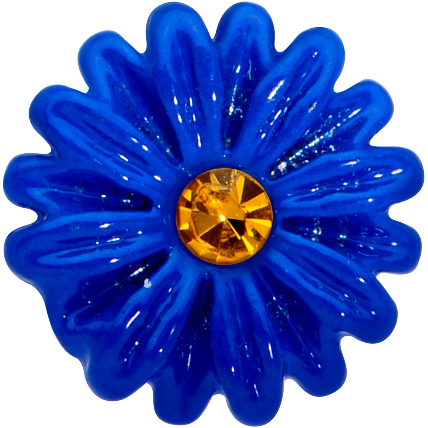16G 5/16 Yellow Gem Blue Sunflower Labret Monroe Tragus