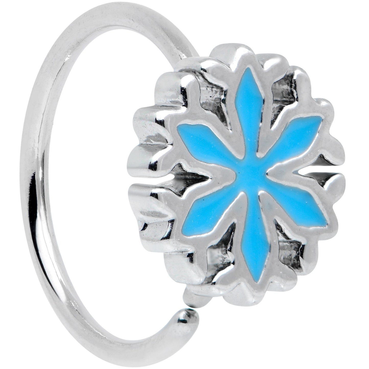 20G 5/16 Simple Blue Snowflake Christmas Nose Hoop