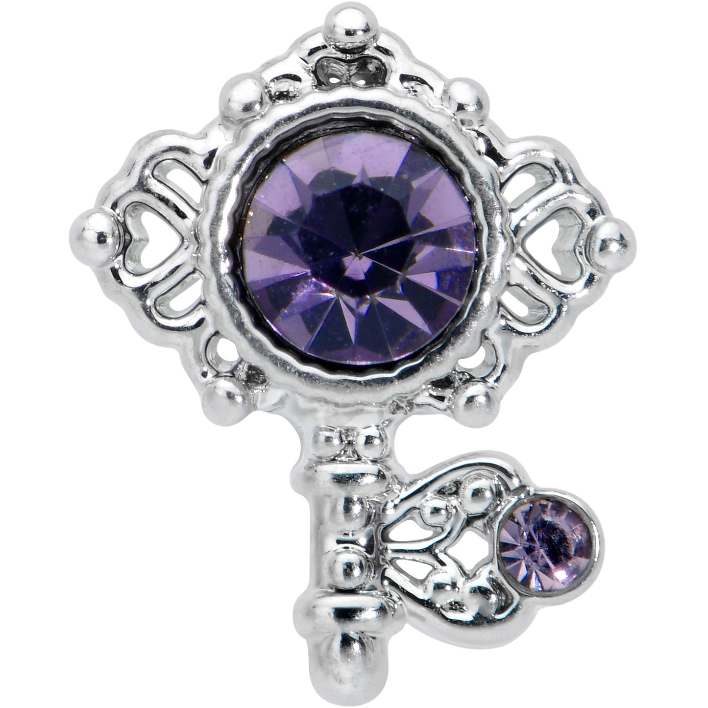 16G 1/4 Purple Gem Unlock My Heart Key Labret Monroe Tragus