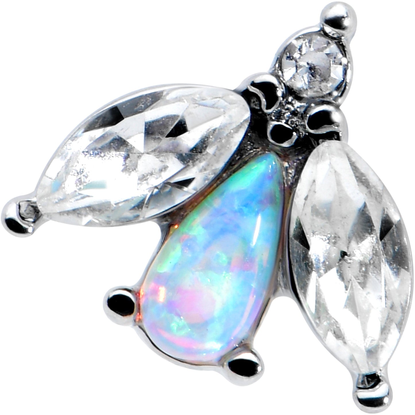 16G 1/4 White Synthetic Opal Flower Cartilage Tragus Earring