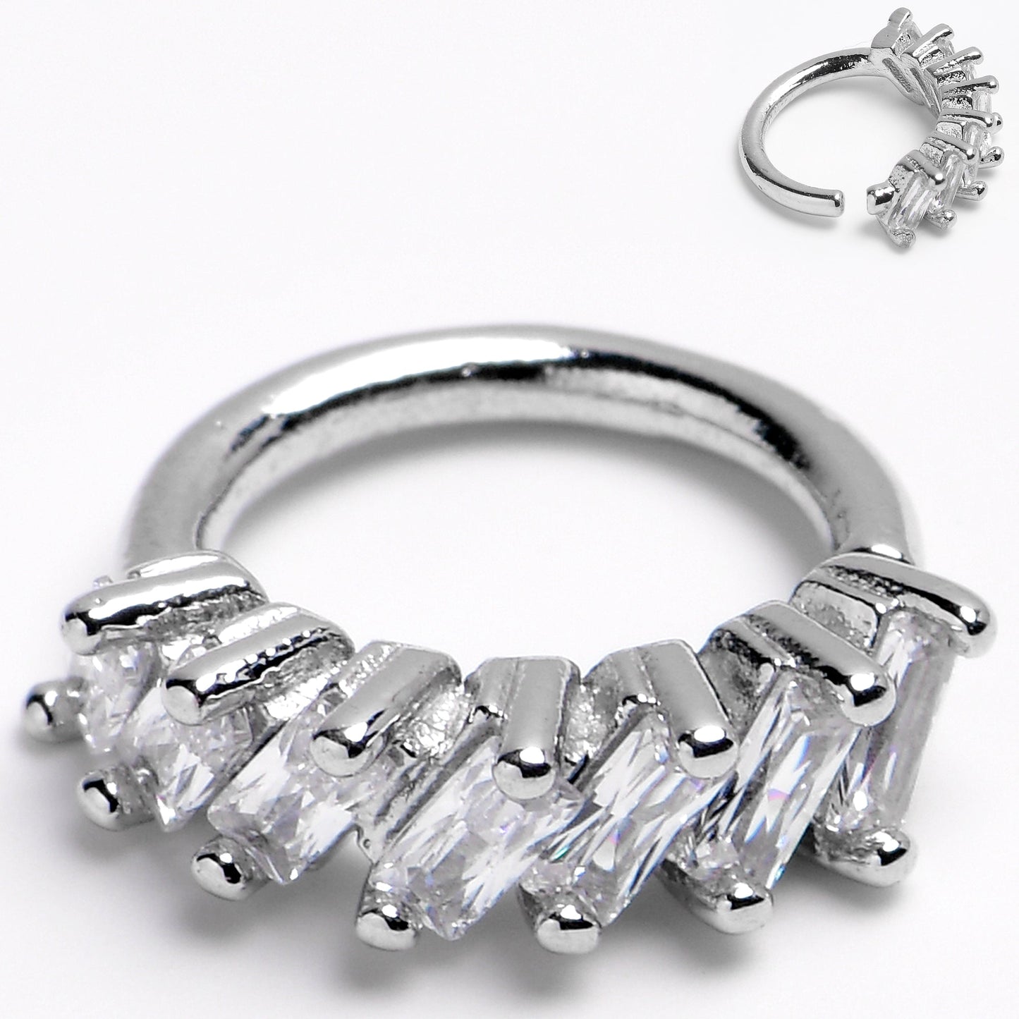 16G 5/16 Princess Cubic Zirconia Bendable Hoop