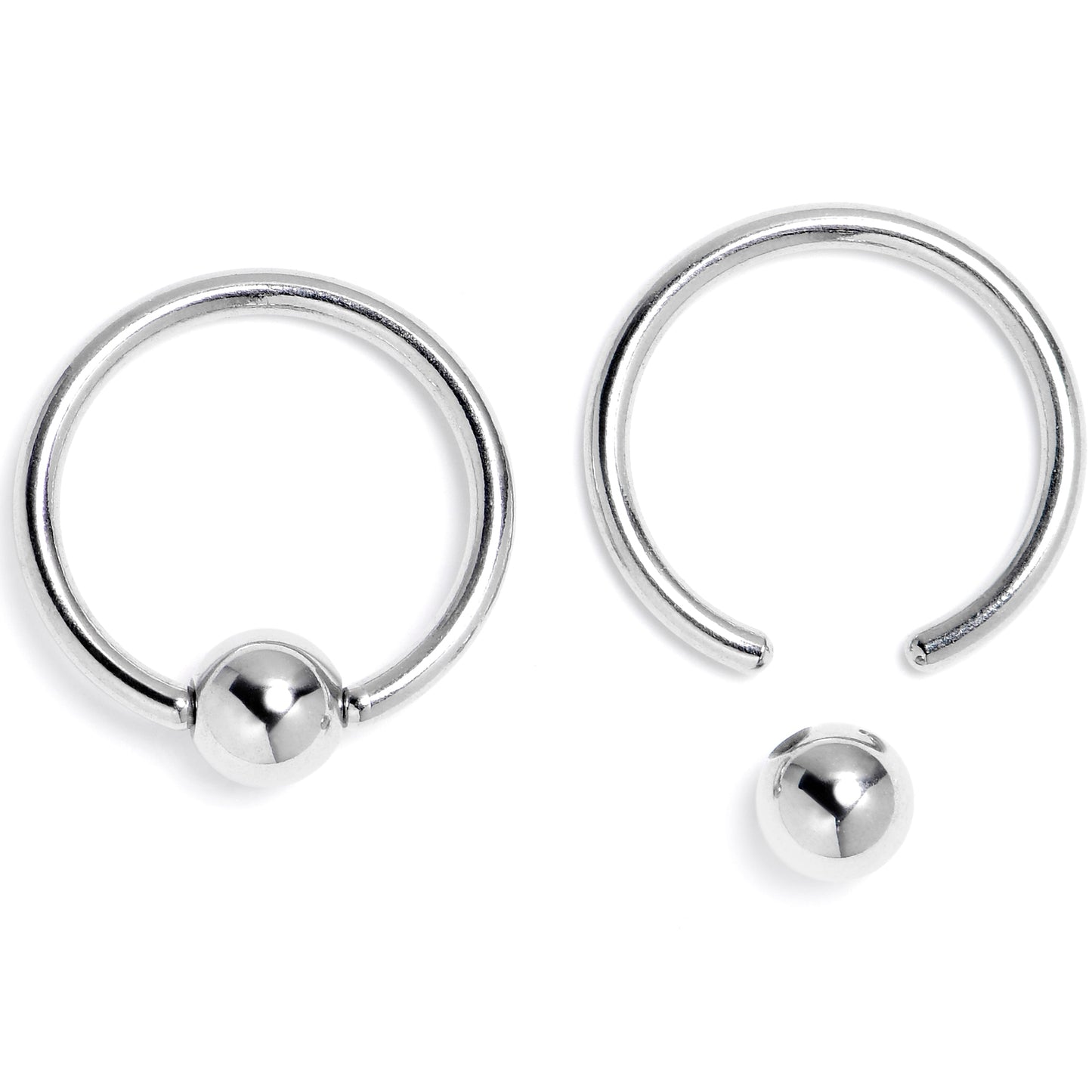 16G 3/8 Skull Red Eyes BCR Captive Bead Ring Set of 4