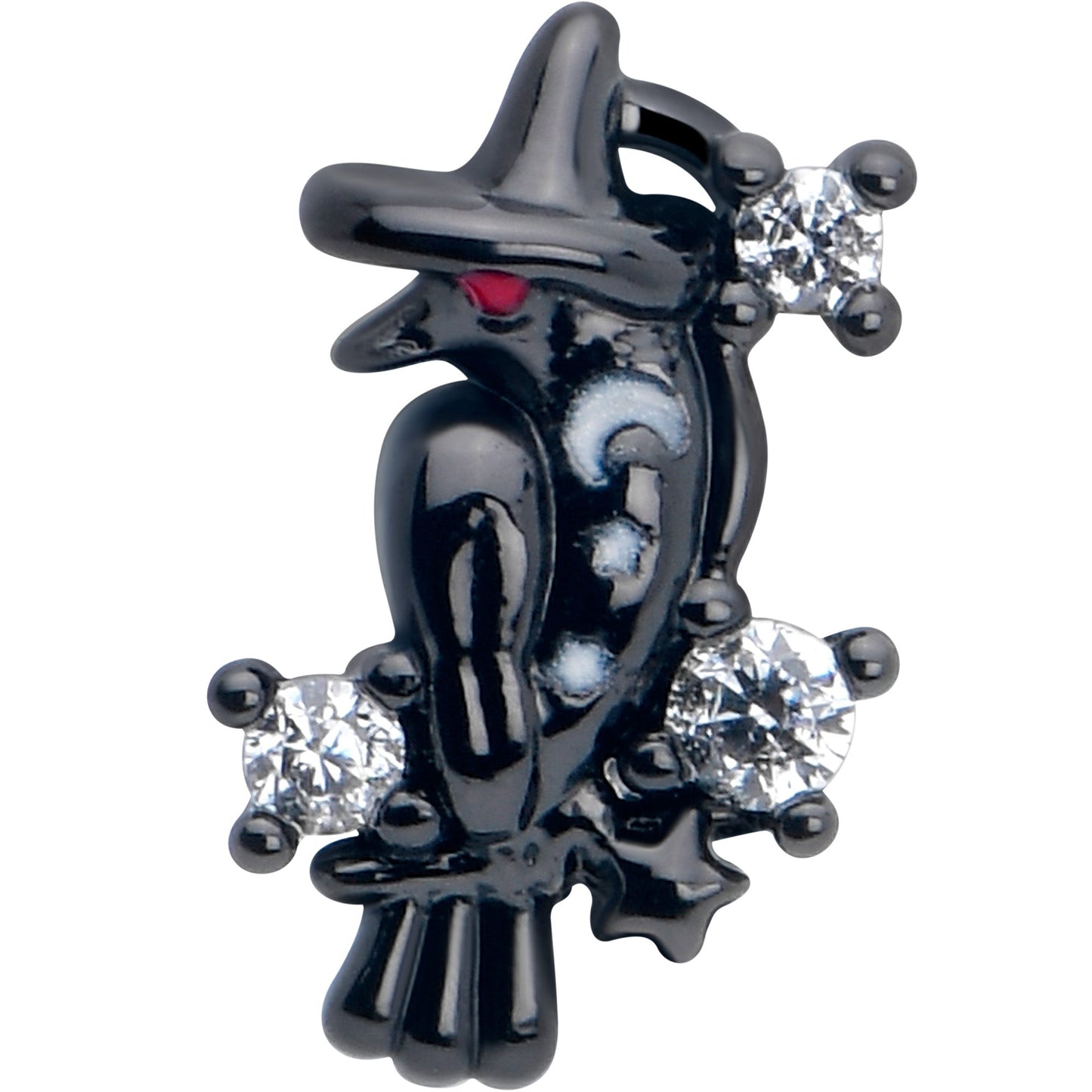 20G 7mm Clear CZ Gem Black Raven Witch L Shape Nose Ring