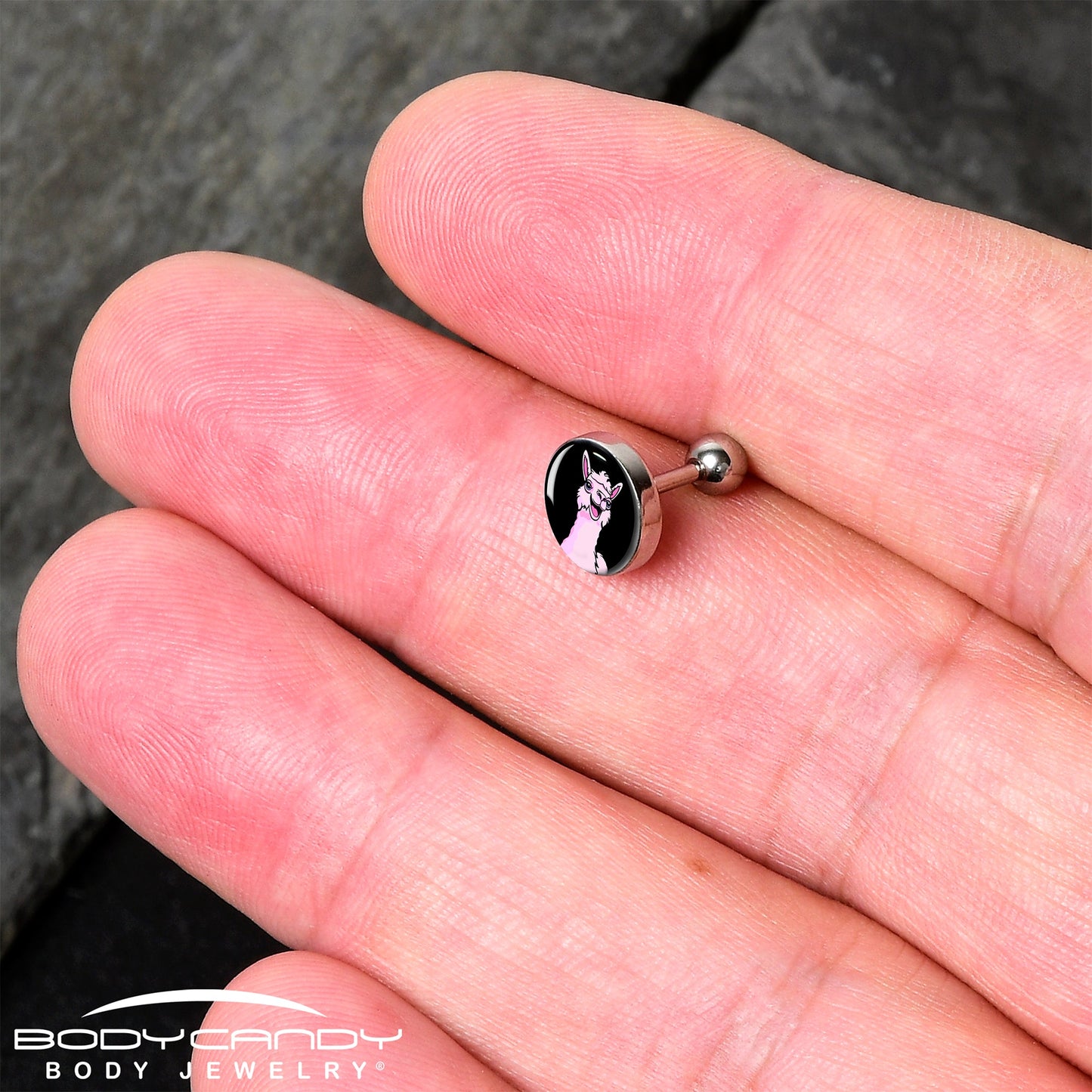 16G 1/4 Pink Happy Llama Cartilage Tragus Earring by Onyx O
