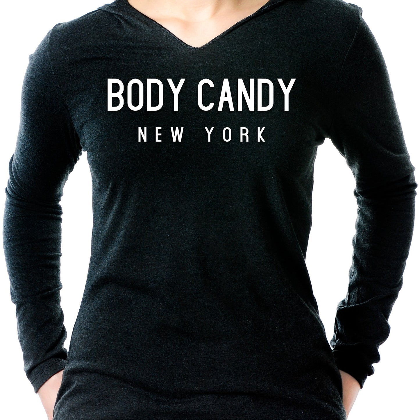 I hate everyone Navy Tapered V-Neck Tee Shirt