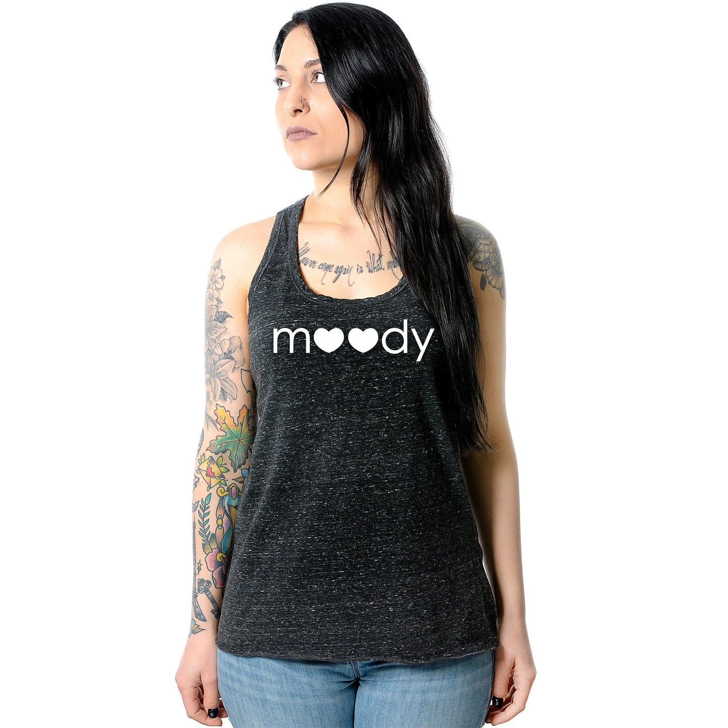 Moody Black Gray Cosmic Twist Back Tank Top