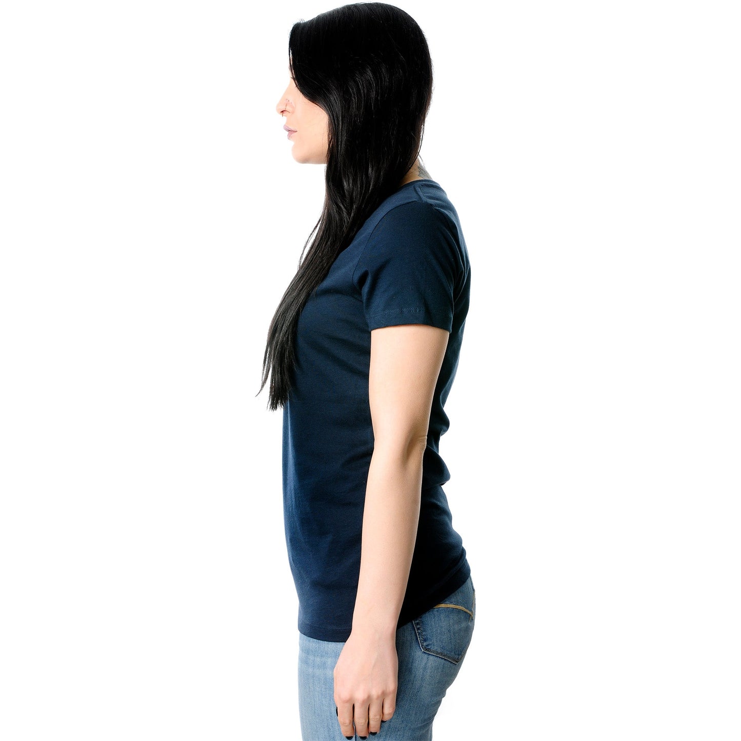 I hate everyone Navy Tapered V-Neck Tee Shirt